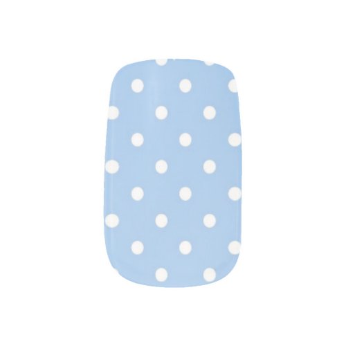 Blue and White Polka Dots Minx Nail Art