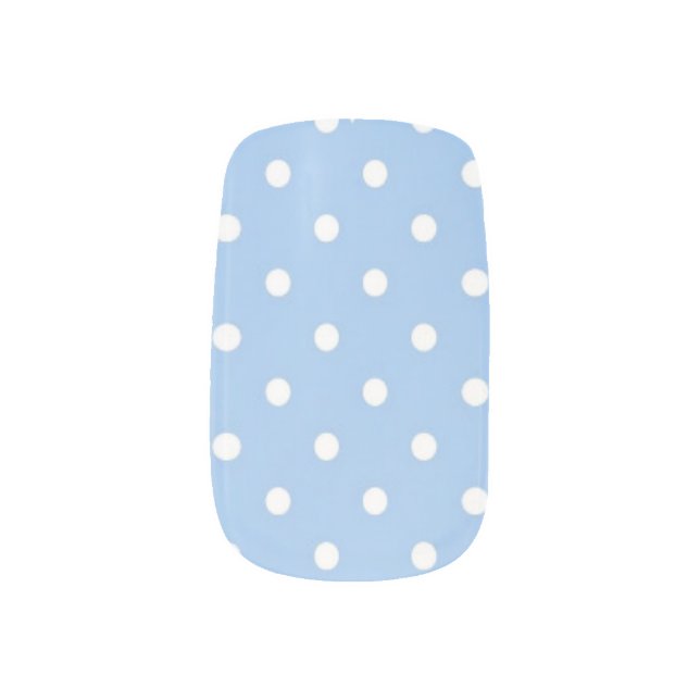 Blue and White Polka Dots Minx Nail Art (Left Thumb)