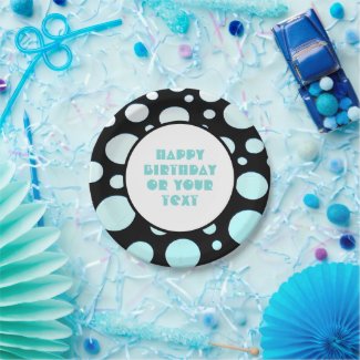 Blue and White Polka Dots Modern Circles