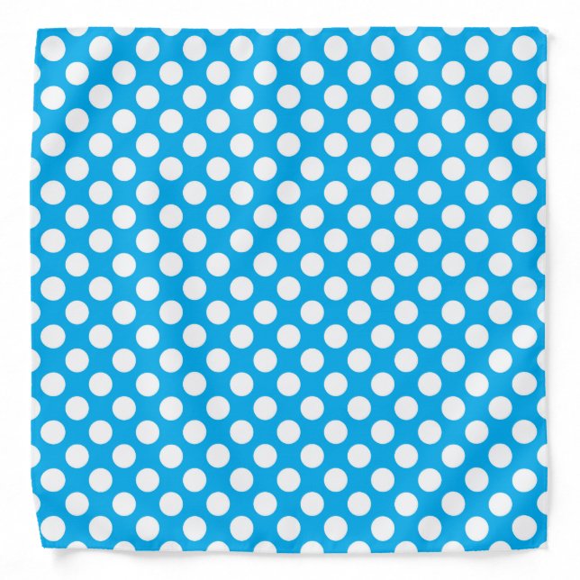 Blue and white polka dots pattern bandana (Front)