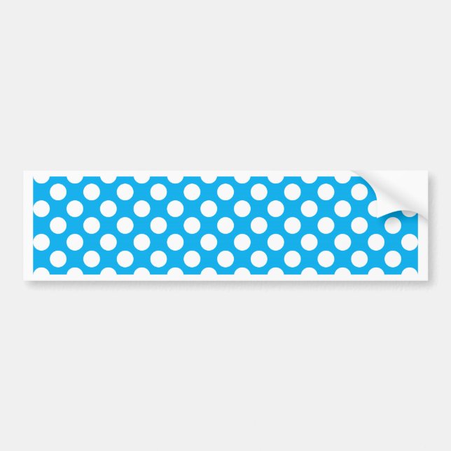 Blue and white polka dots pattern bumper sticker (Front)
