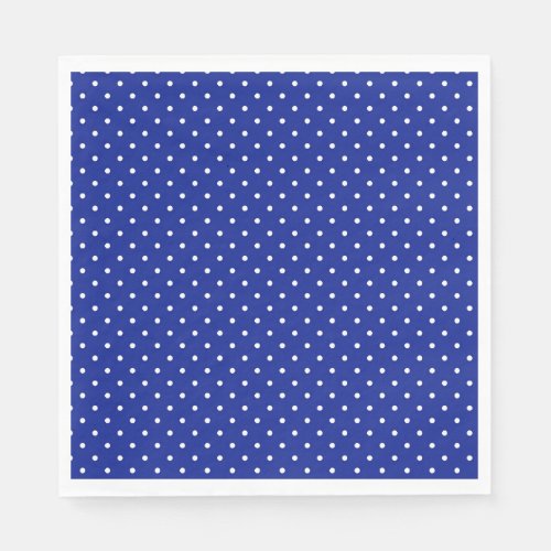 Blue and White Polka Dots Pattern Paper Napkin