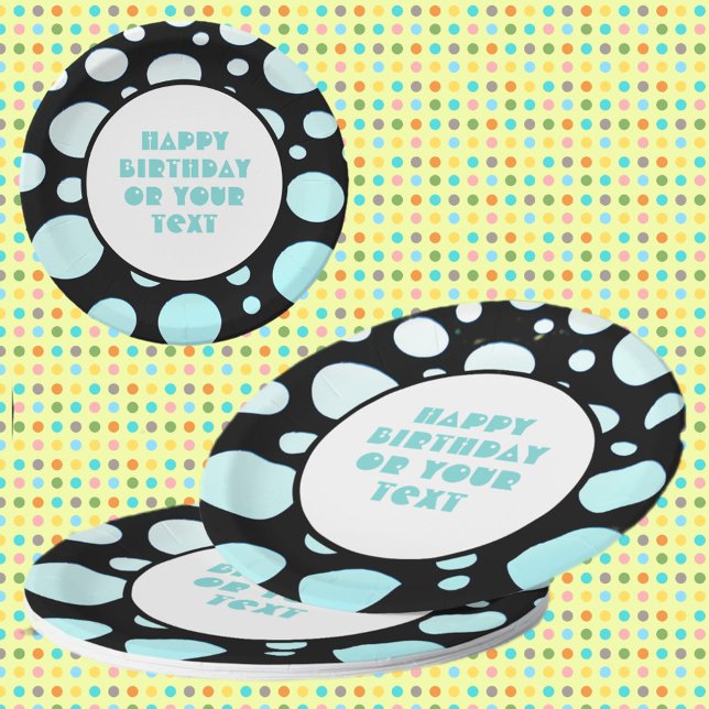 Blue and White Polka Dots Retro Modern Fun Paper Plates (Creator Uploaded)