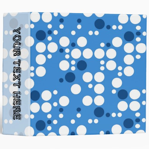 Blue and white polka dots seamless graphic design 3 ring binder
