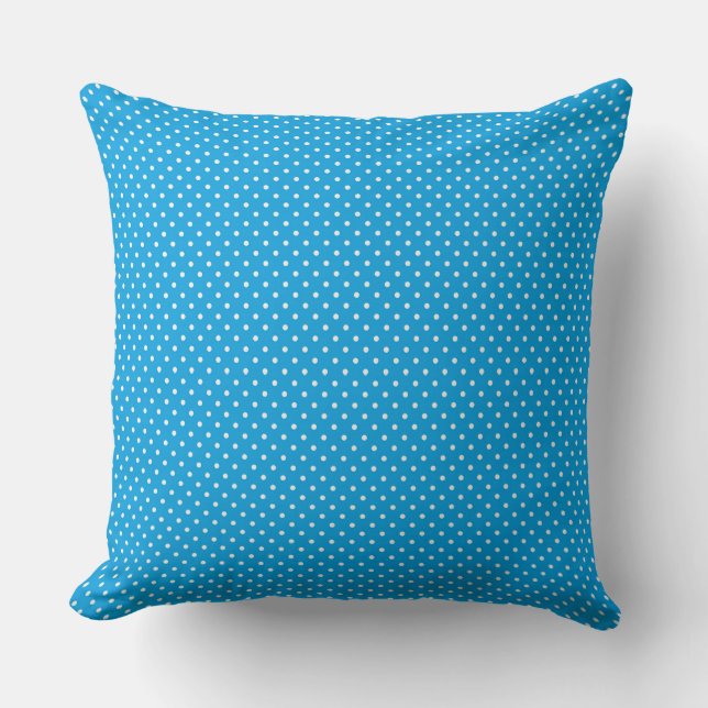 Blue And White Polka Dots Throw Pillow (Front)