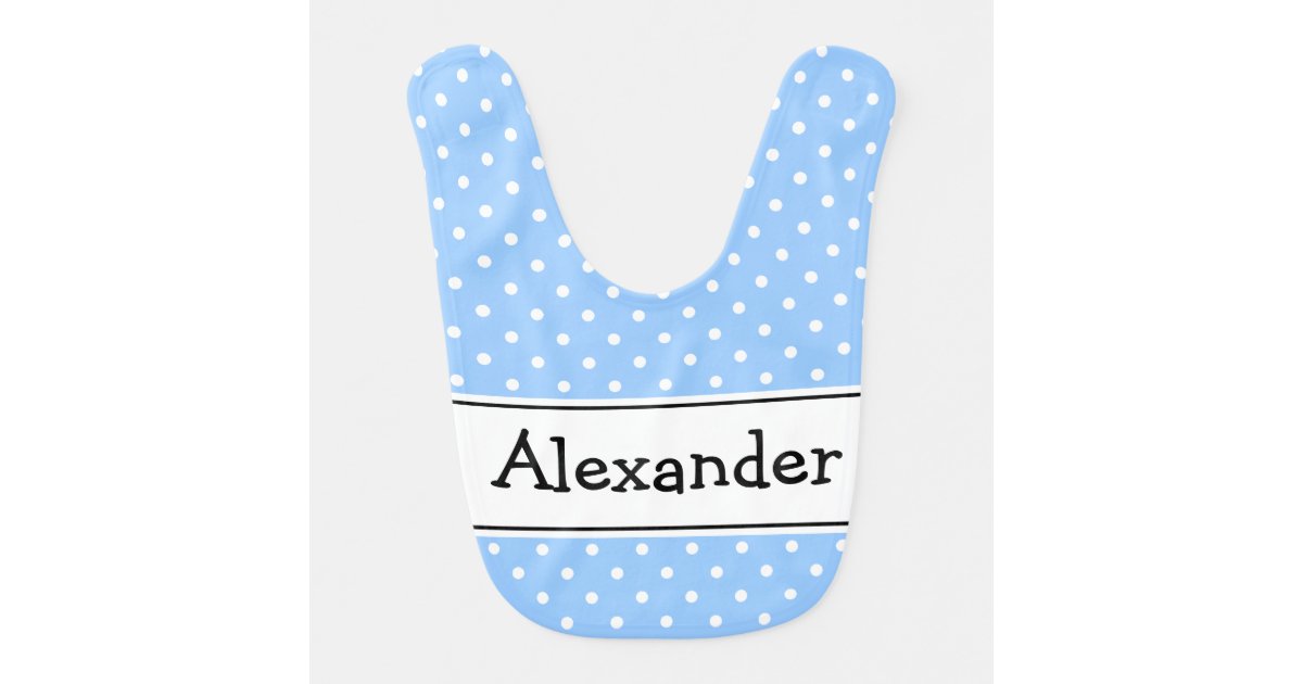 Blue And White Polkadot Pattern Baby Bib With Name Zazzle Com