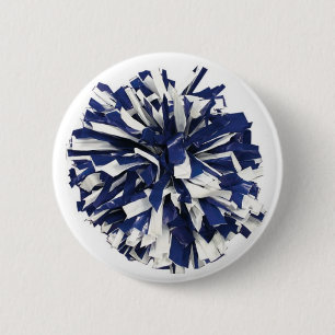 Blue and White Poms Button