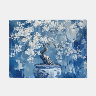 Blue and White Porcelain China Chinoiserie Cherry Doormat