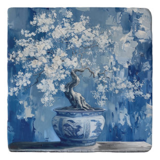 Blue and White Porcelain China Chinoiserie Cherry Trivet