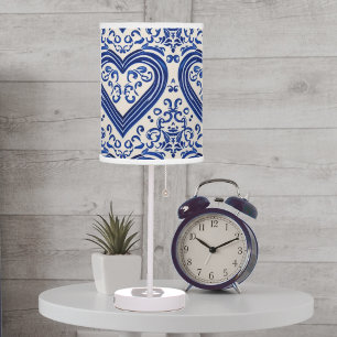Blue and White Pottery Heart - Dutch Style Delft T Table Lamp