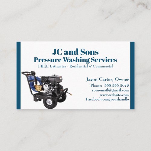 Blue and White Pressure Washing Company Business Card