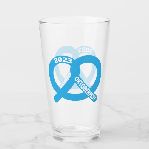 Blue and White Pretzel Brezel Oktoberfest 2023 Glass