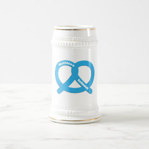Blue and White Pretzel Funny Brezel Oktoberfest Beer Stein