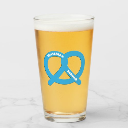 Blue and White Pretzel Funny Brezel Oktoberfest Glass