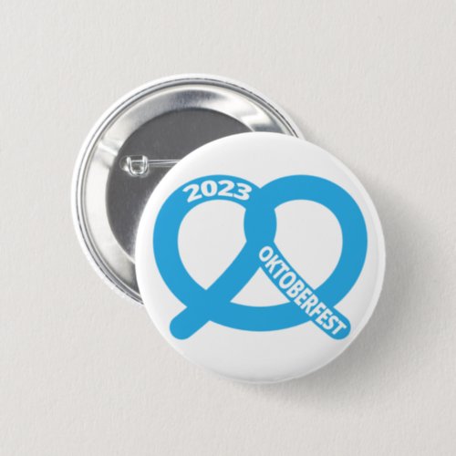 Blue and White Pretzel German Brezel Oktoberfest Button