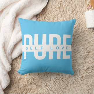 Blue and White Pure Self Love Throw Pillow