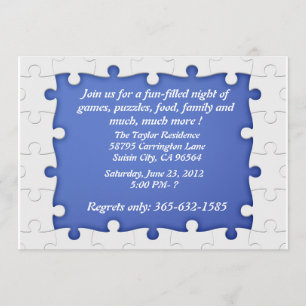Blue and white Puzzle Frame Invitations