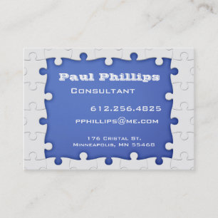 Blue and white Puzzle Piece Business Cards