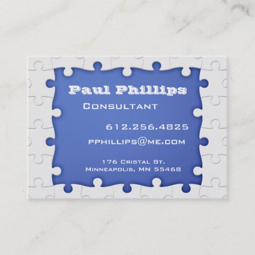 Blue and white Puzzle Piece Business Cards
