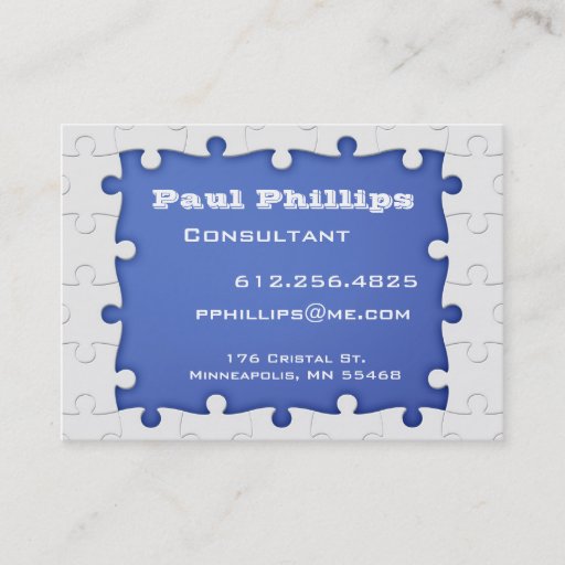 Customizable Blue and white Puzzle Piece Business Cards