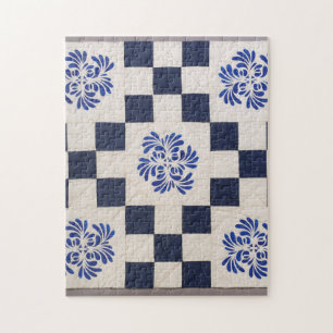 Blue and white quilt jigsaw puzzle