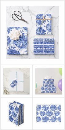 BLUE and WHITE RABBIT, ANIMAL GIFT WRAP SUPPLIES
