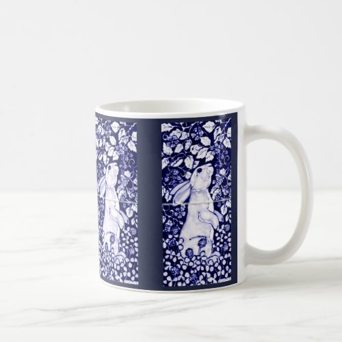 Blue and White Rabbit China Mug Tile Dedham Cobalt