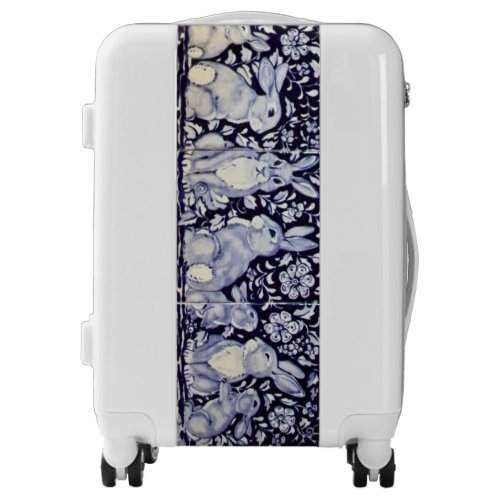 Blue and White Rabbit Family Luggage Carry On