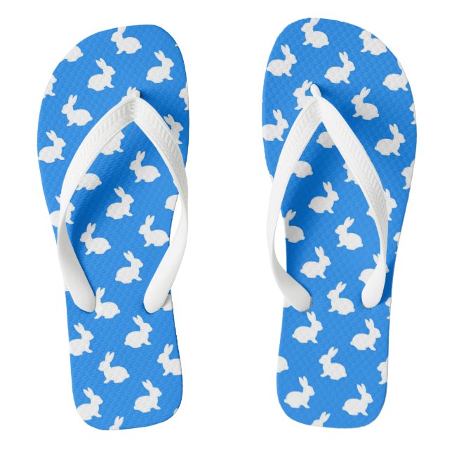 Blue and White Rabbit Flip Flops (Footbed)