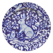 Blue and White Rabbit Pottery Look Melamine Plate (Front)