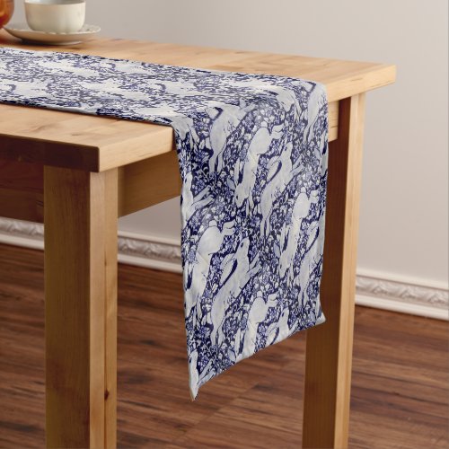 Blue and White Rabbit Tile Decor Cobalt Dedham Sho Short Table Runner