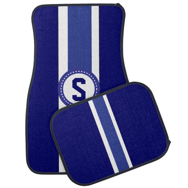 Blue and White Racing Stripe | DIY  Monogram Car Mat (Set)