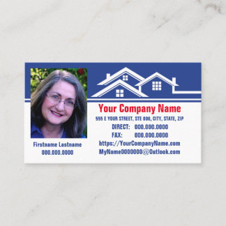 Blue and White Real Estate Logo Design Business Card
