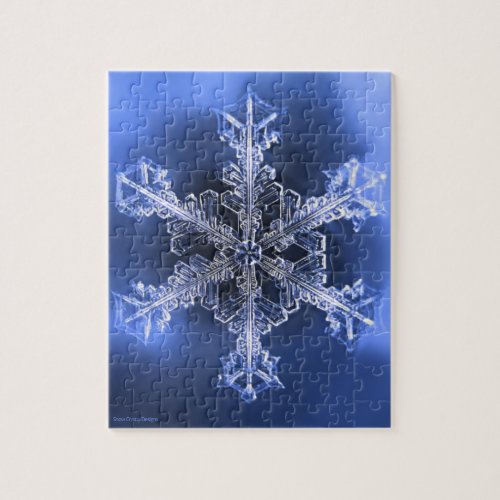 Blue and White Real Snowflake Hard Jigsaw Puzzle