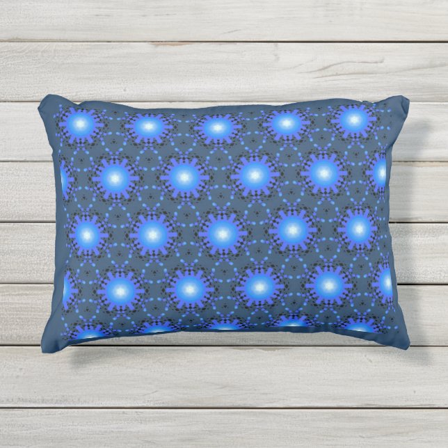 Blue and white rectangular outdoor cushion (Front)