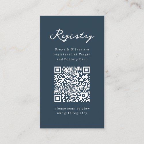 Blue and White Registry Baby Shower Enclosure Card
