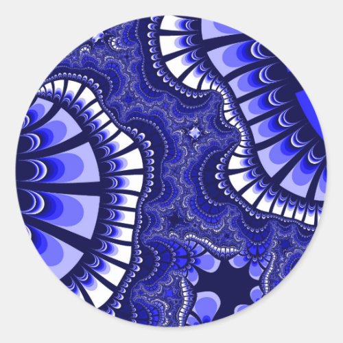 Blue and White Remix Classic Round Sticker