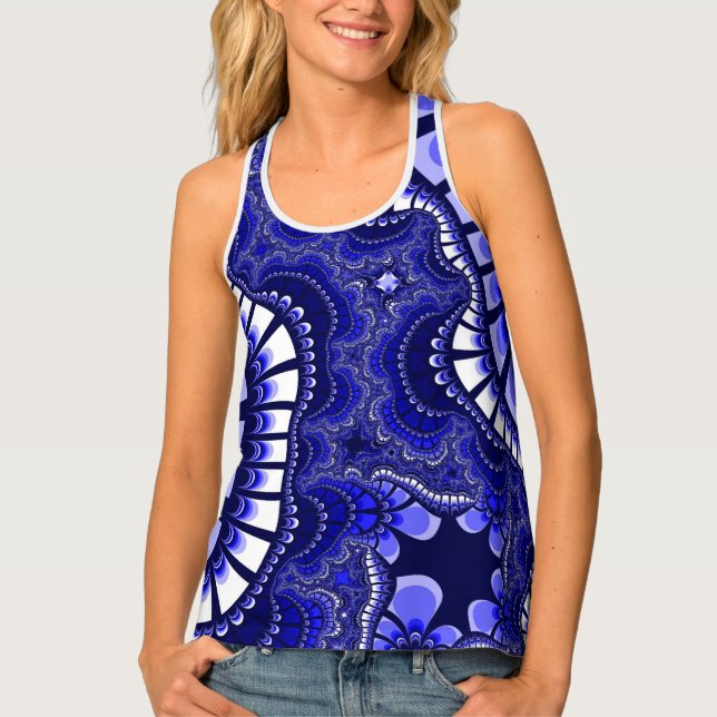 Blue and White Remix Tank Top (Front)