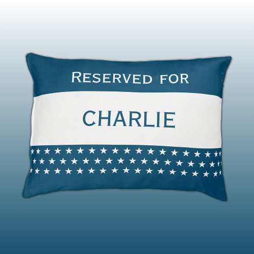 Blue and white reserved for name stars pet bed