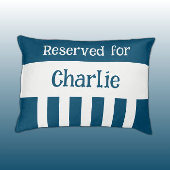 Blue And White Reserved For Name Stripes Pet Bed by LynnroseDesigns at Zazzle