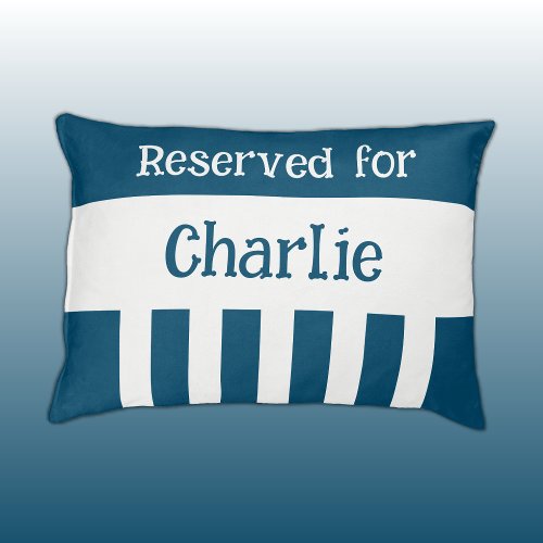 Blue and white reserved for name stripes pet bed