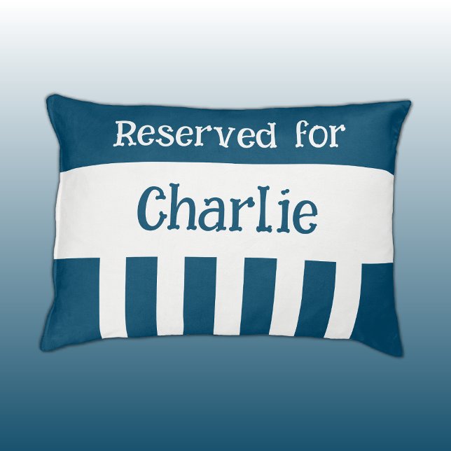 Blue and white reserved for name stripes pet bed (Creator Uploaded)