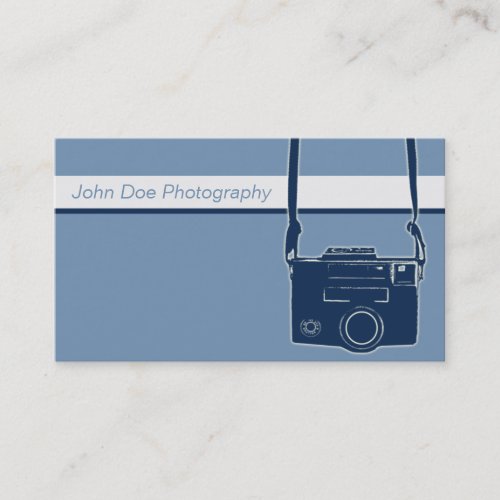 Blue and White Retro Film Camera Business Card