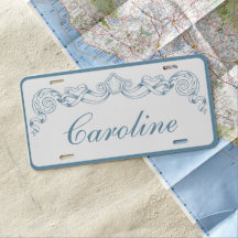 Blue and White Ribbon Crest Frame Personalized