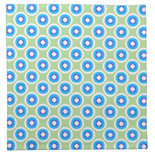 Blue and White Ringed Dot Pattern Cloth Napkin