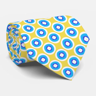 Blue and White Ringed Dot Pattern Neck Tie