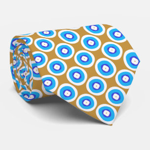 Blue and White Ringed Dot Pattern Neck Tie