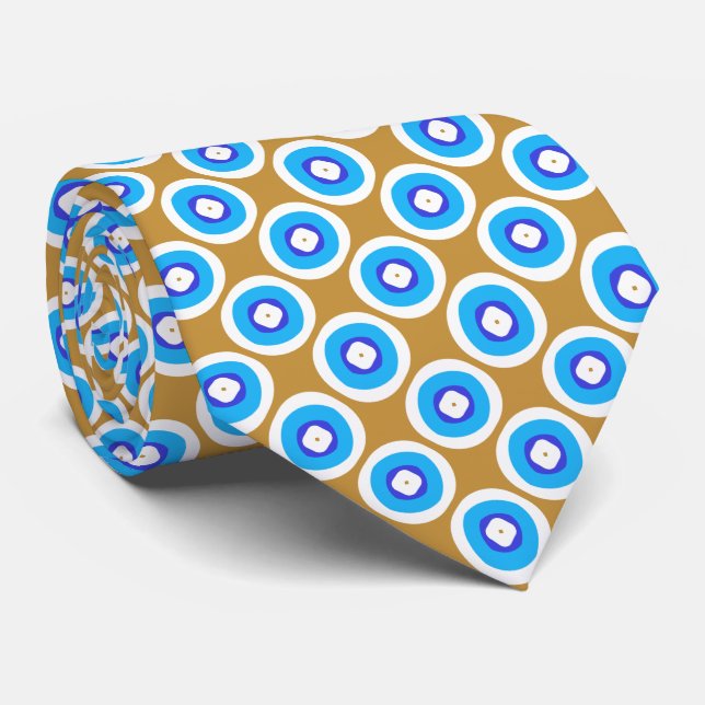 Blue and White Ringed Dot Pattern Neck Tie (Rolled)