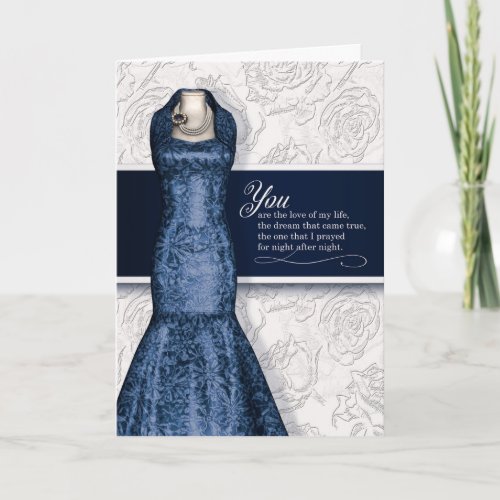 Blue and White Roses Wedding Anniversary Card