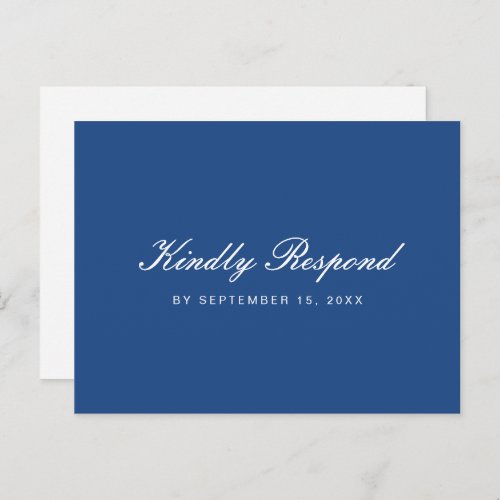 Blue and White Rsvp with Script Meal Choice Invitation Postcard